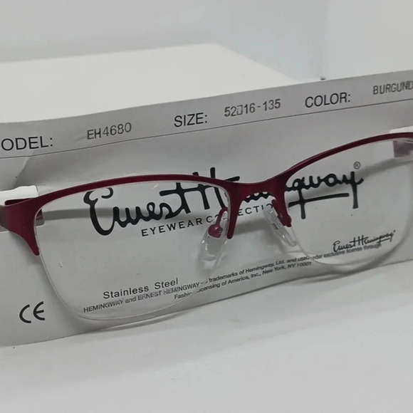 NWT WOMEN'S ERNEST HEMINGWAY EYEGLASS FRAMES EH4680 BURGUNDY - Picture 2 of 3